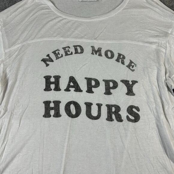 Daydreamer Graphic Tee Womens Small ‘Need More Happy Hours’ White Oversized - Picture 2 of 8